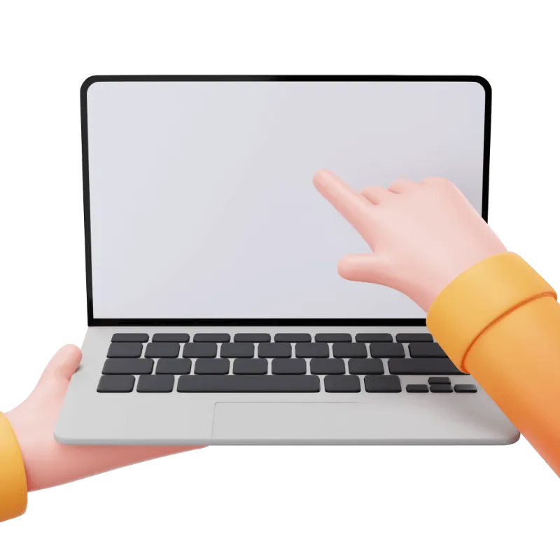 3d cartoon hands pointing at screen